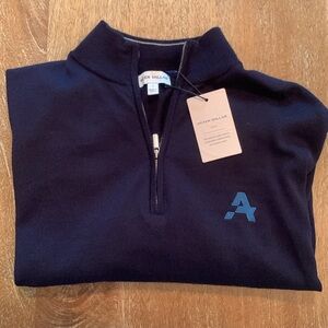 NWT Peter Millar Small Autumn Crest Quarter Zip in Navy with Unknown A Logo